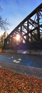 Herbstsonne im Stahlfachwerk der Liesenbrcke