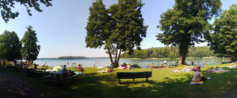 Badestelle und Ufer Stechlinsee bei Neuglobsow im August 2020
